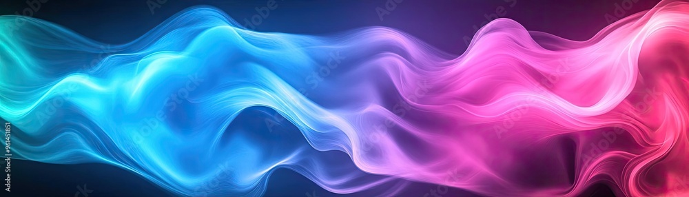 Fototapeta premium Vibrant abstract waves of blue and pink create a dynamic visual flow, perfect for backgrounds or artistic projects.