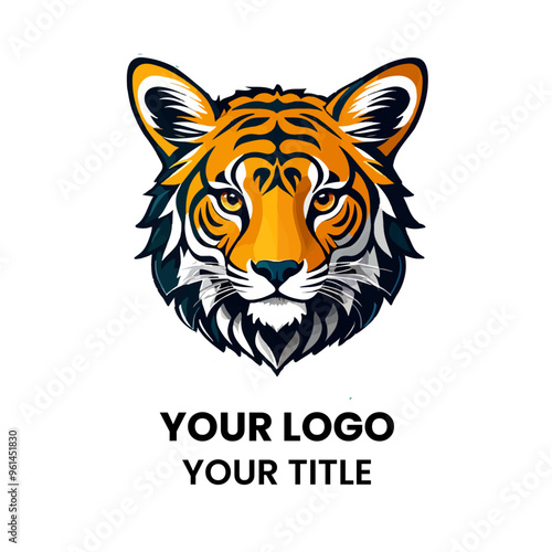 Tiger logo featuring bold colors, perfect for representing strength and professionalism in branding and design. photo