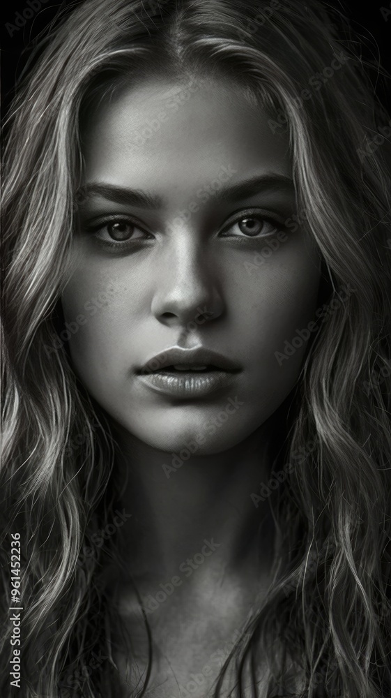 Professional Black and White Photography. Female Model. Portrait Professional Black and White Photography. Female Model. Portrait