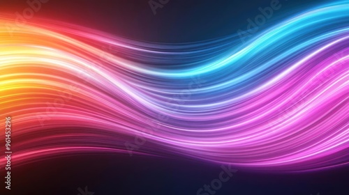 Vibrant light waves in red, blue, and pink create an abstract background, perfect for tech and artistic themes.