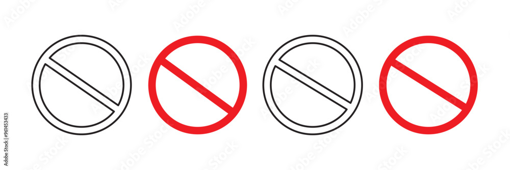 Fototapeta premium No icon set vector. Stop sign symbol