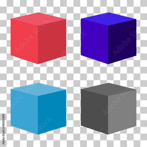 Set of isometric cube design, web modern concept icon, geometric vector illustration