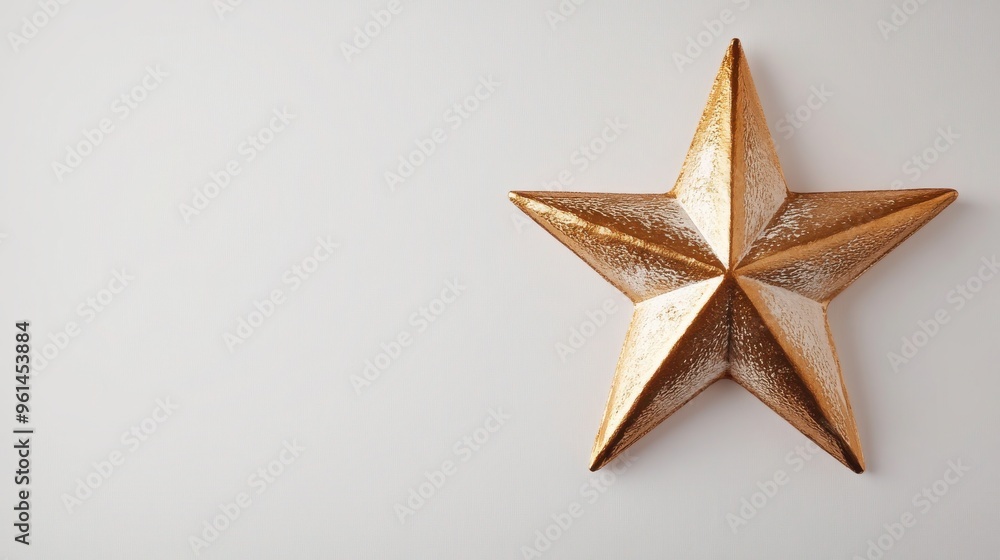 Golden star symbol centered on clean white background - elegant design concept Golden star symbol centered on clean white background - elegant design concept
