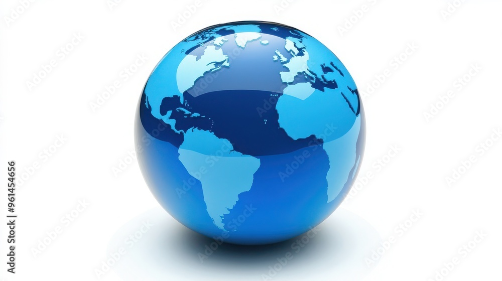 Blue Globe Symbol on White Background - Global Representation Concept Icon Large Size Blue Globe Symbol on White Background - Global Representation Concept Icon Large Size
