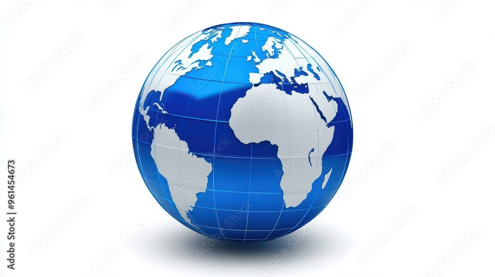 Blue Globe Symbol on White Background - Global Icon for Websites or Presentations Blue Globe Symbol on White Background - Global Icon for Websites or Presentations