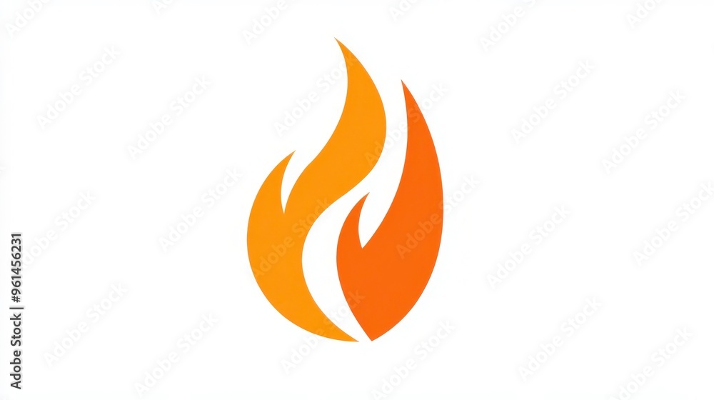 Orange Fire Symbol on White Background: Representing Energy and Power - Image 1167 Orange Fire Symbol on White Background: Representing Energy and Power - Image 1167