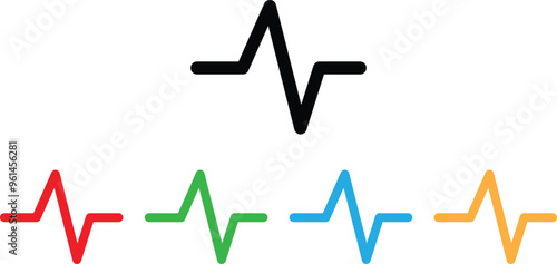 Colorful heartbeat icon set in different colors . Heart pulse icon . Vector illustration