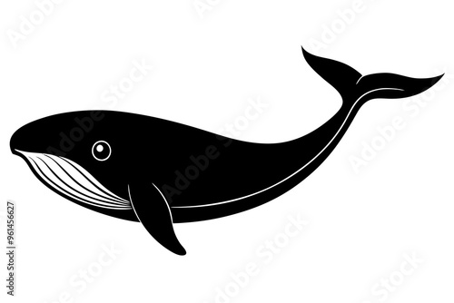 Whale Silhouette, Vector Illustration, Animal Wildlife Clipart