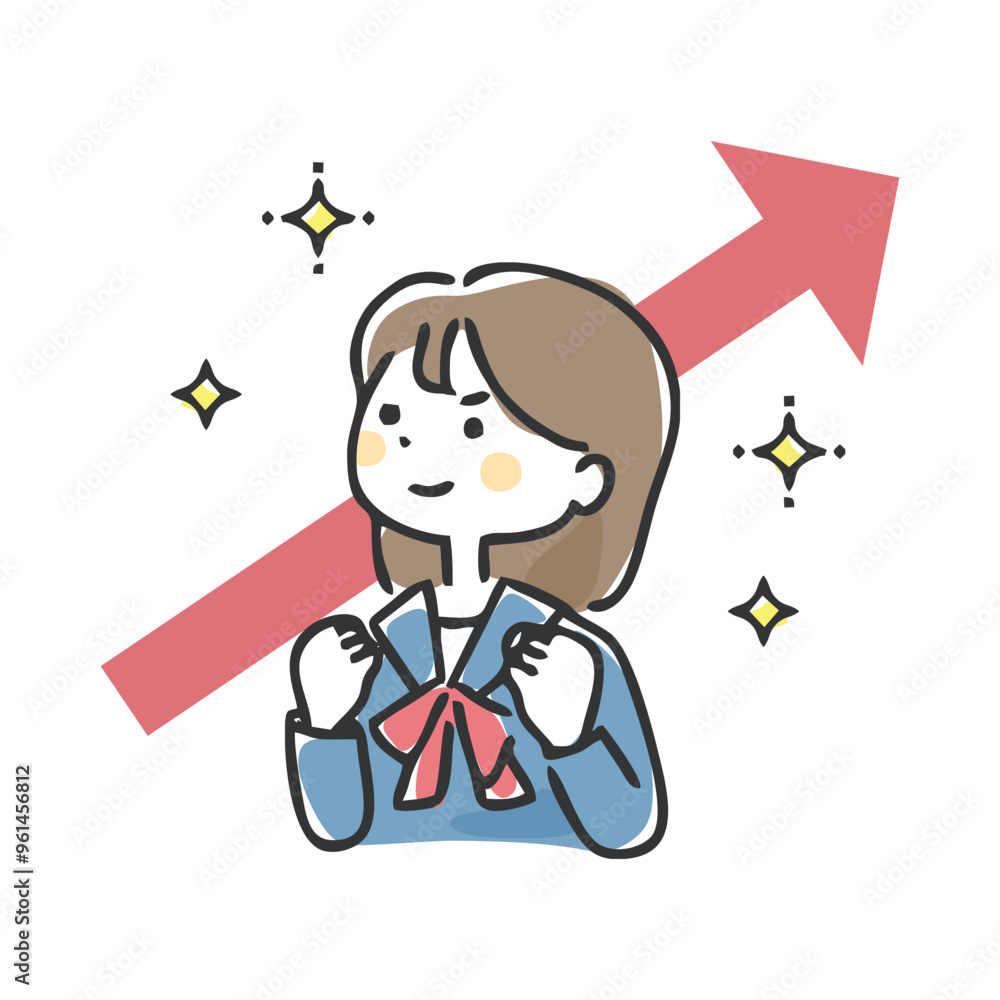 ガッツポーズする学生　成績アップ