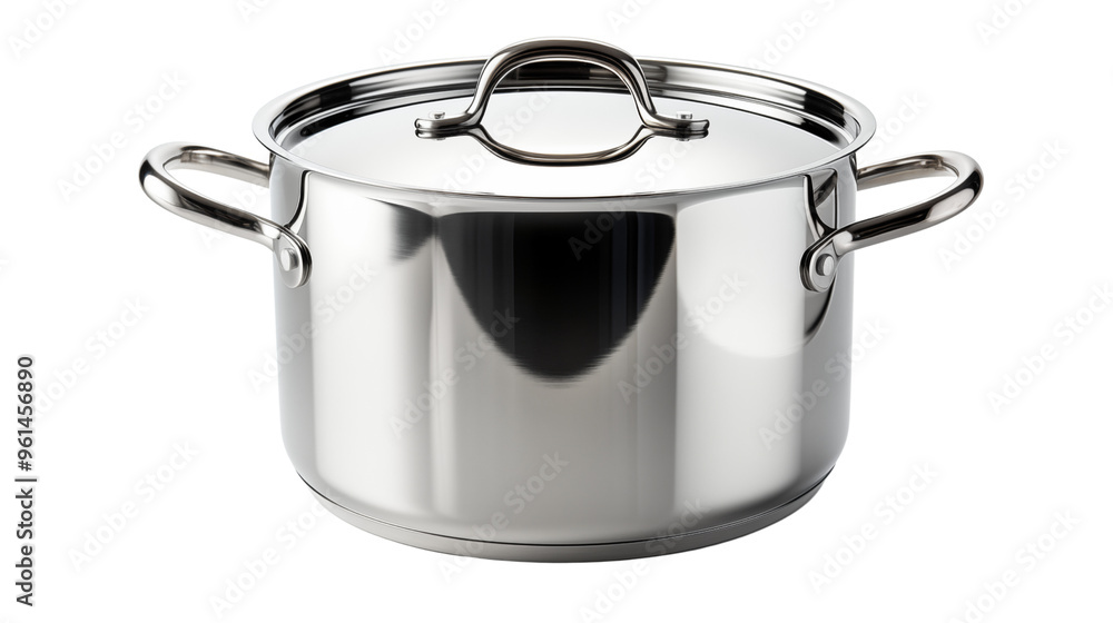 classic stainless steel cooking pot, studio view, isolated on transparent background. classic stainless steel cooking pot, studio view, isolated on transparent background.