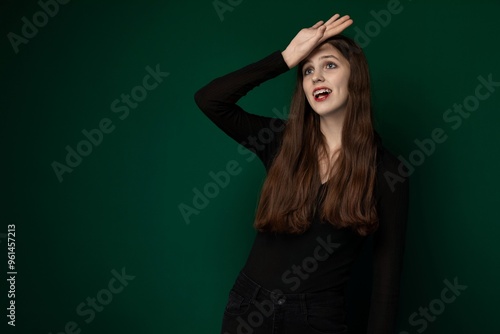 Woman in Black Shirt Posing for Picture