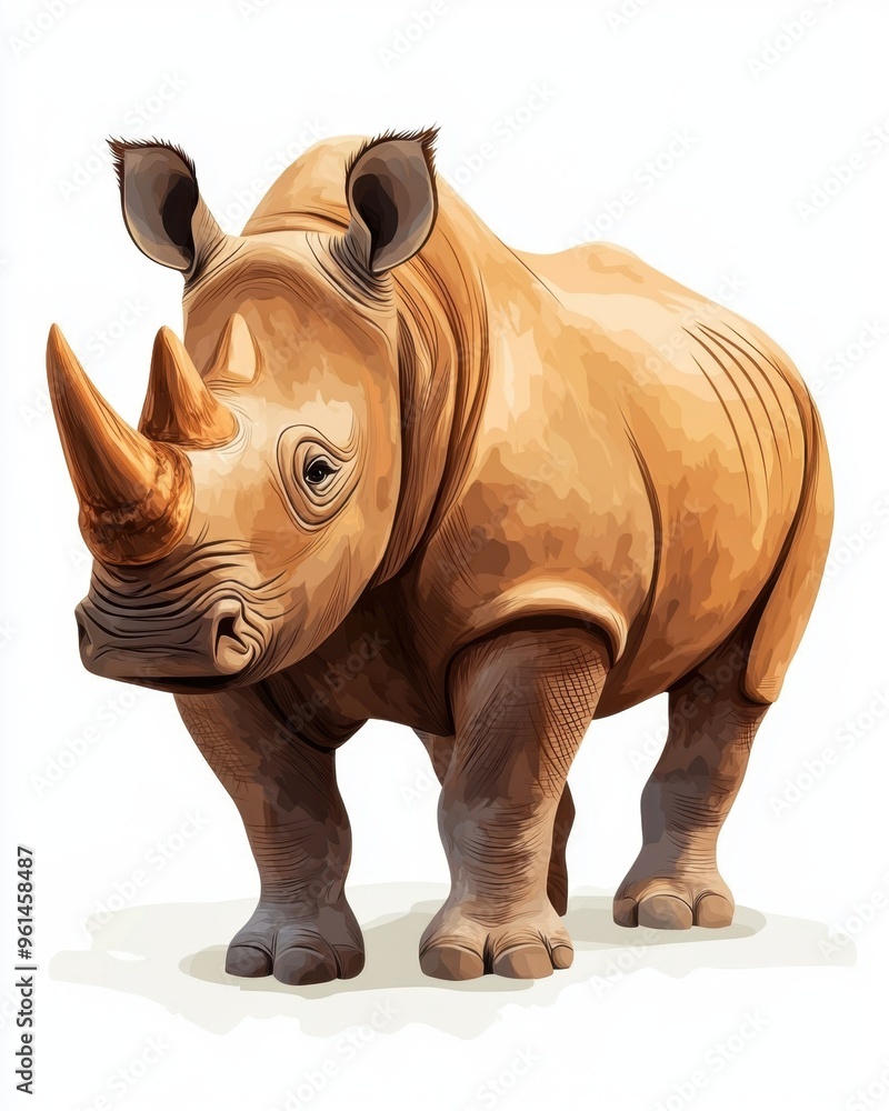 A beautiful illustration of a rhinoceros showcasing its unique features and majestic presence in a serene background. A beautiful illustration of a rhinoceros showcasing its unique features and majestic presence in a serene background.
