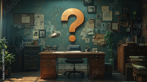 Question Mark in a Detective's Office photo