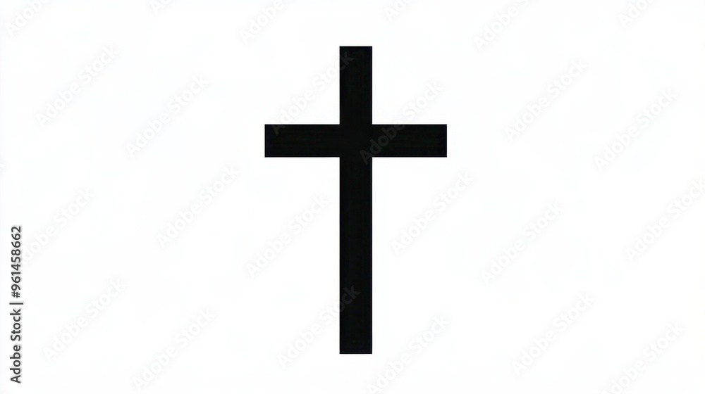 Black cross icon on white background - Religious symbol for various denominations. Black cross icon on white background - Religious symbol for various denominations.