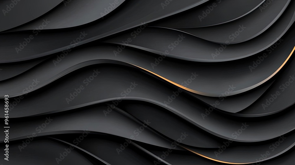 Elegant black waves with a hint of gold create a modern and stylish background, ideal for design and artistic projects. Elegant black waves with a hint of gold create a modern and stylish background, ideal for design and artistic projects.