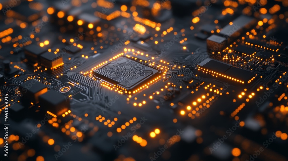 A close-up of a circuit board with intricate wiring and glowing LEDs. The image symbolizes technology, innovation, connectivity, and the complex inner workings of electronic devices. A close-up of a circuit board with intricate wiring and glowing LEDs. The image symbolizes technology, innovation, connectivity, and the complex inner workings of electronic devices.