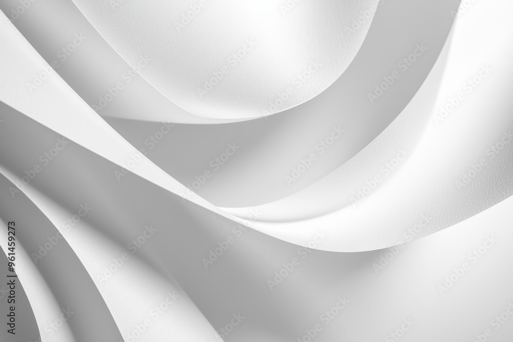 White background with white paper in curved shape, abstract art style, soft tones, minimalist composition White background with white paper in curved shape, abstract art style, soft tones, minimalist composition