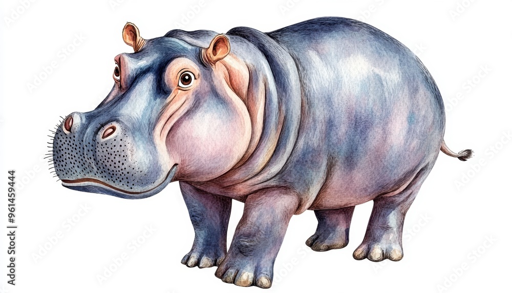 A vibrant illustration of a hippopotamus showcasing its unique features and playful personality in a colorful style. A vibrant illustration of a hippopotamus showcasing its unique features and playful personality in a colorful style.
