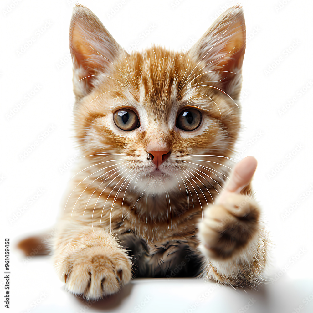 cute cat gives a thumbs up isolated on white background cute cat gives a thumbs up isolated on white background