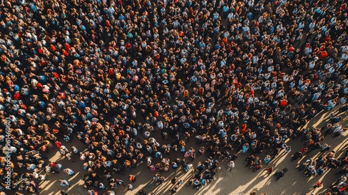 Aerial View of a Crowd of People