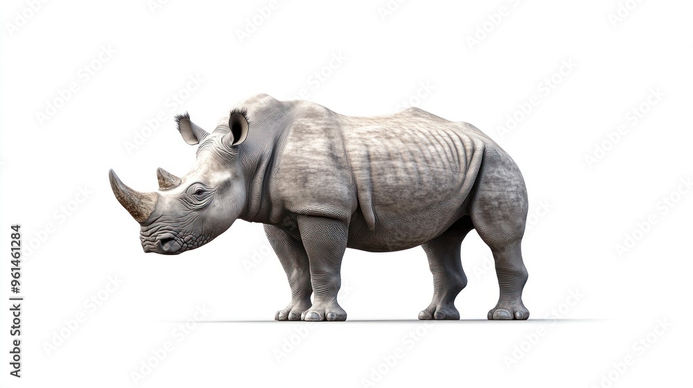Obraz premium huge rhino animal isolated on transparent background AI generated