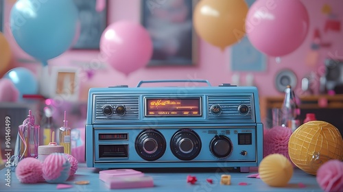 90s Party Scene vintage Retro Decorations Nostalgic Vibe