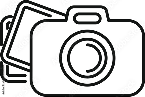 This icon represents a digital camera taking multiple pictures in a row