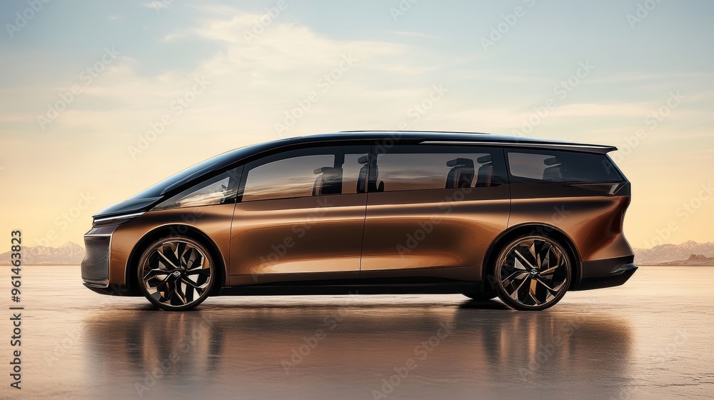Futuristic concept of an electric minivan Futuristic concept of an electric minivan