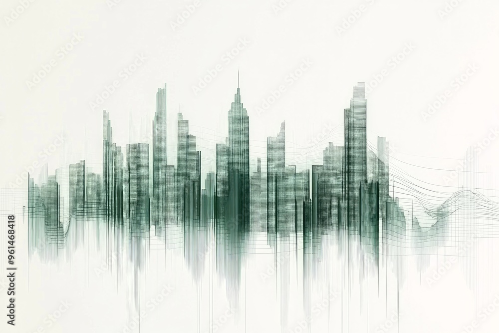 Abstract illustration of a city skyline made from lines, simple minimalist design Abstract illustration of a city skyline made from lines, simple minimalist design