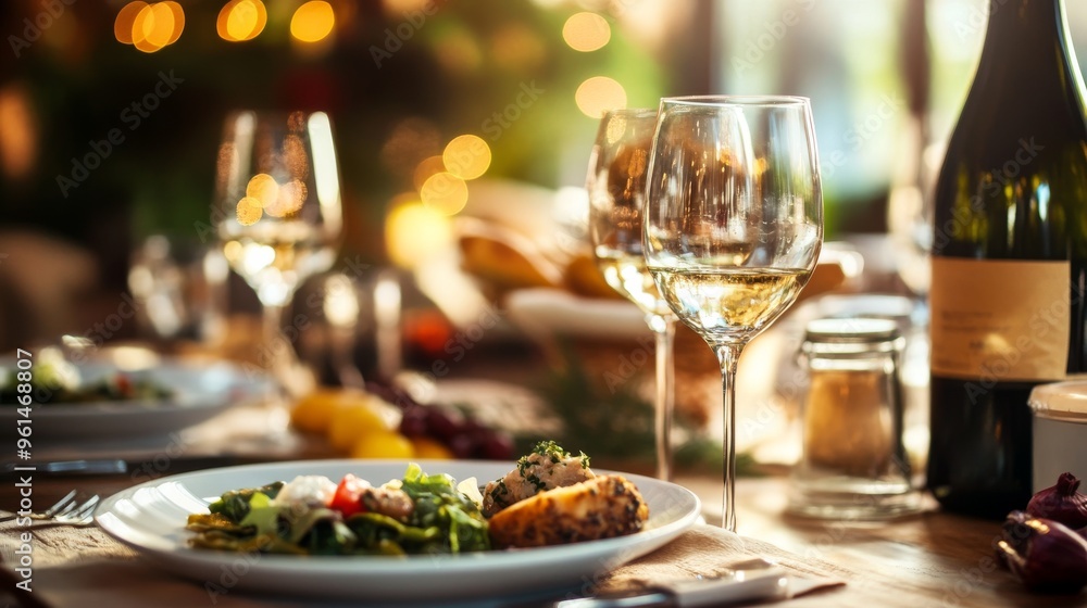 Fine dining in a restaurant Fine dining in a restaurant