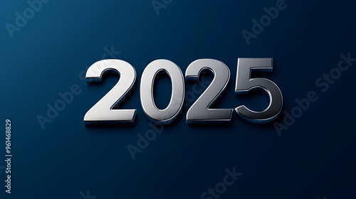 3D Silver 2025 on Blue Background