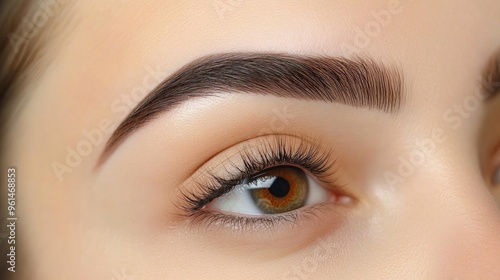 Beautifully arched eyebrows on a woman with subtle makeup, capturing the natural look and symmetry of her brows.