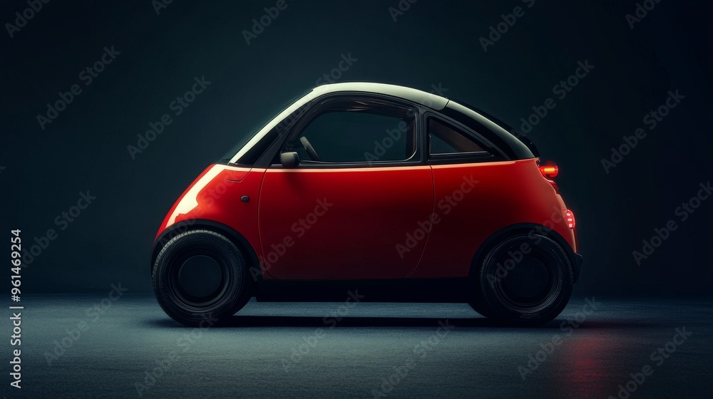 Small electric car on a black background Small electric car on a black background