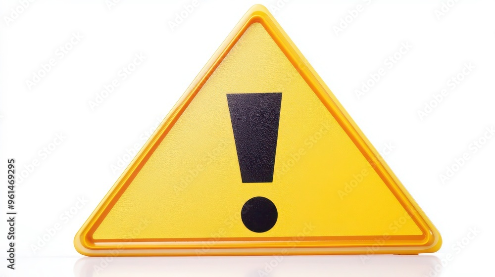 Yellow caution triangle with exclamation mark – attention sign for warning and safety awareness. Yellow caution triangle with exclamation mark – attention sign for warning and safety awareness.