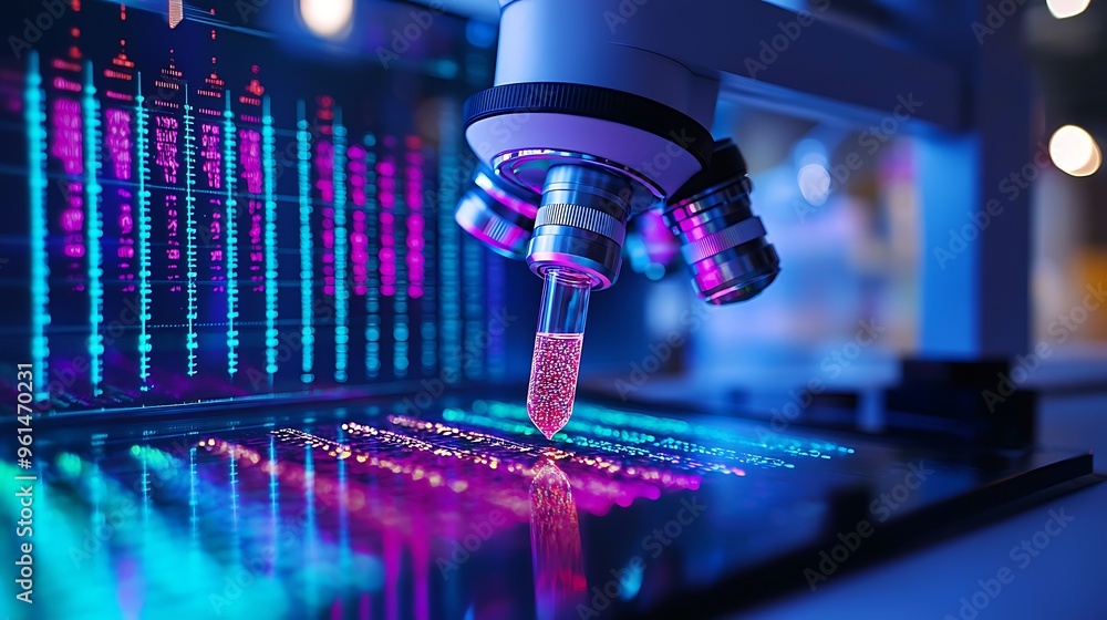 Microscopes, test tubes, and data analysis equipment define a lab brimming with scientific exploration. Microscopes, test tubes, and data analysis equipment define a lab brimming with scientific exploration.