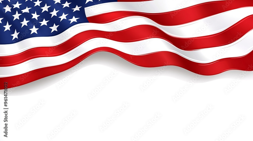 Waving American Flag on a White Background Waving American Flag on a White Background