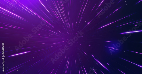 Abstract background with glowing purple streaks of light converging in the distance. High quality photo