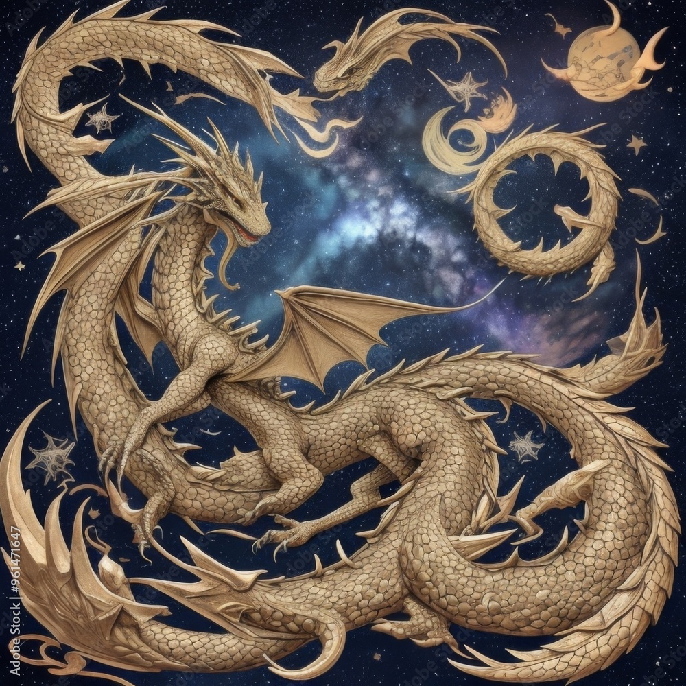 Fototapeta premium a dragon with a star behind it that says dragon .