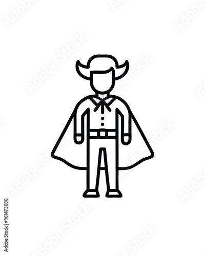 Editable stroke vector illustration of a bullfighter matador.