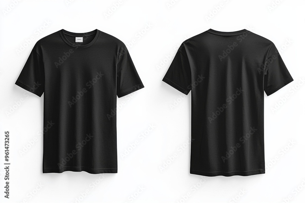 Black Tshirt Mockup Front and Back Isolated created with Generative AI Black Tshirt Mockup Front and Back Isolated created with Generative AI