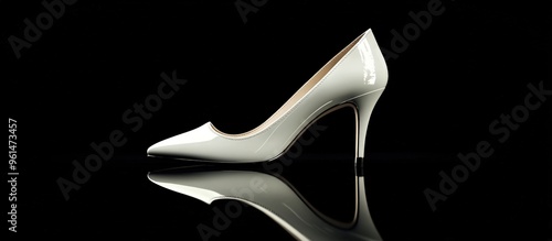 Elegant White High Heel Shoe on a Black Background