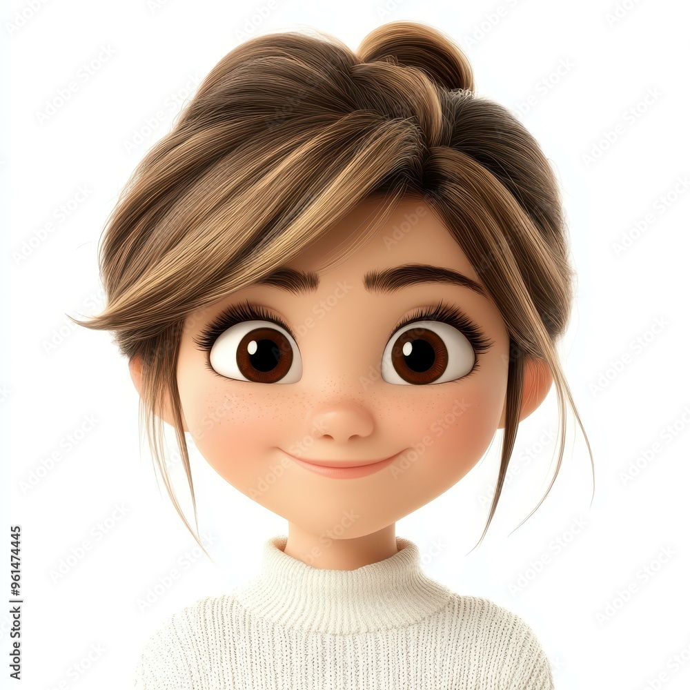 A cheerful girl with an oval face brushes her hair against a soft white backdrop, captured in stunning high detail. A cheerful girl with an oval face brushes her hair against a soft white backdrop, captured in stunning high detail.
