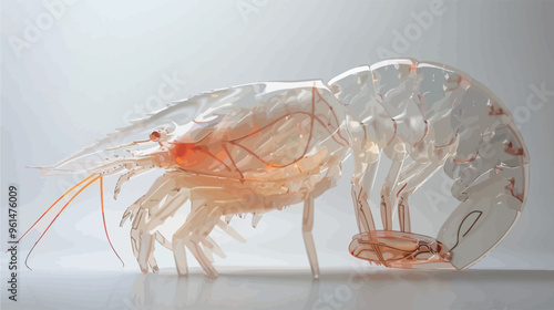 Shrimp isolated on a white background. 3d rendering, 3d illustration.