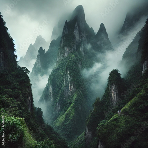 Foggy Peaks of the Jade Mountains