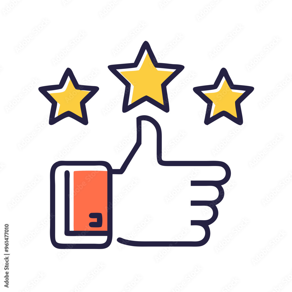 Thumbs Up Icon with Three Stars Thumbs Up Icon with Three Stars