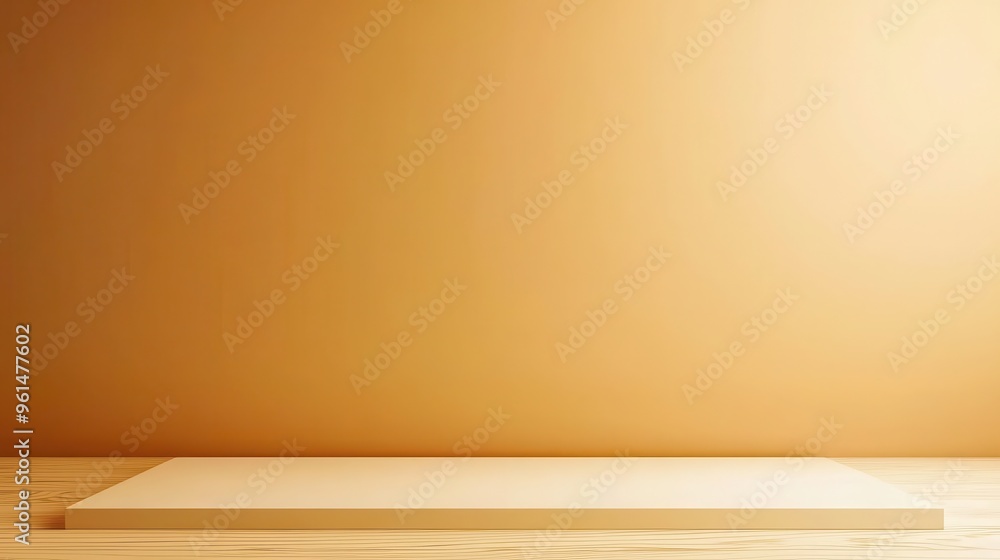 Minimalist Product Display with Beige Background and Wood Platform Minimalist Product Display with Beige Background and Wood Platform