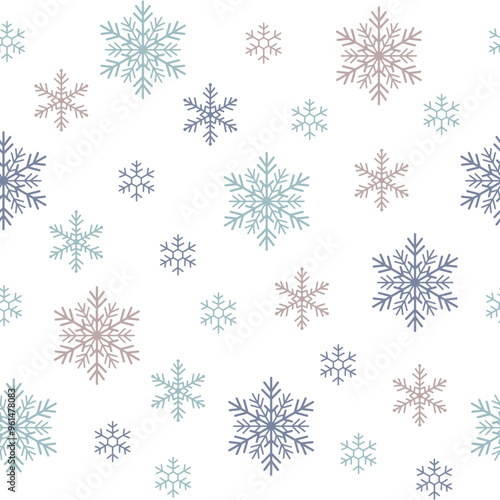 christmas seamless snowflake on white background.