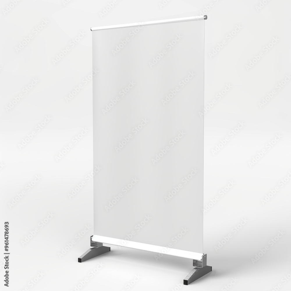 A blank roll-up banner stand with a white background, ideal for use in trade shows, presentations, advertising, or marketing campaigns to display custom graphics or signage, A blank roll-up banner stand with a white background, ideal for use in trade shows, presentations, advertising, or marketing campaigns to display custom graphics or signage,