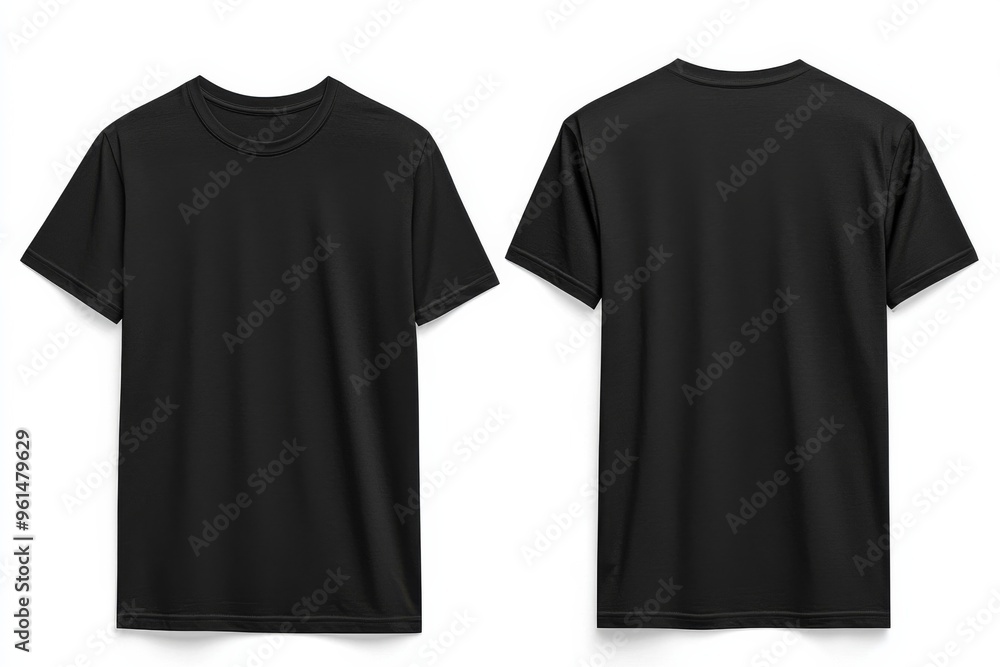 Black Tshirt Mockup Front and Back Isolated created with Generative AI Black Tshirt Mockup Front and Back Isolated created with Generative AI