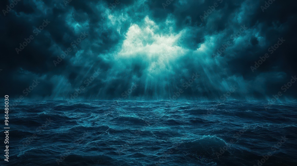 Dark Stormy Sea with Rays of Light Dark Stormy Sea with Rays of Light